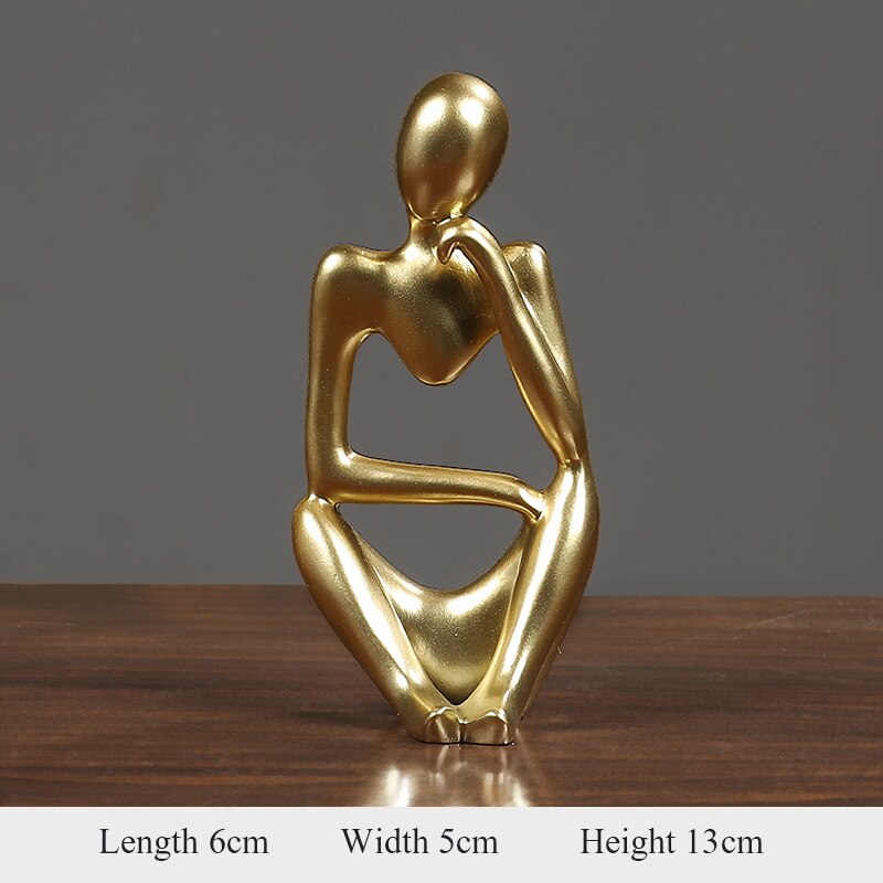 Thinker Statue Abstract Figure Sculpture Small Ornaments Resin Statue Home Crafts Modern Interior Decoration home accessorie: G