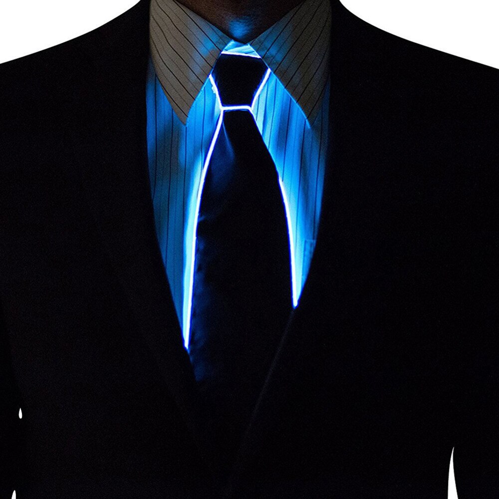 Haloween noël décoration lumineuse hommes LED cravate rougeoyante clignotant Cosplay néon accessoires de fête Costume cravate décoration de fête: Bleu profond