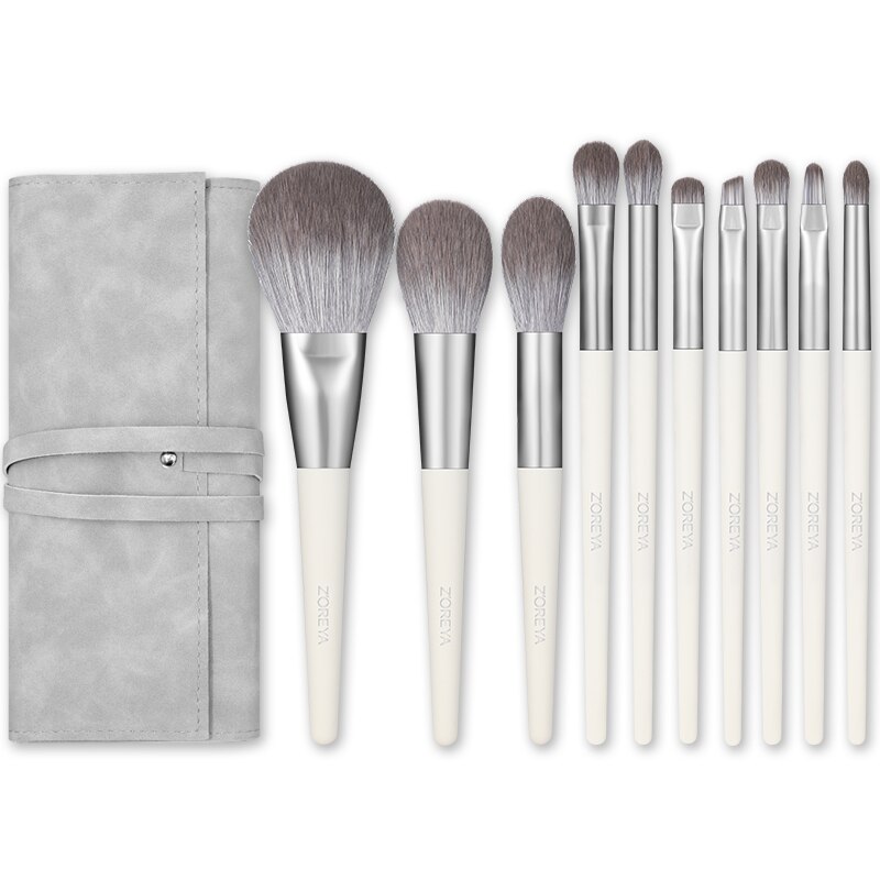 Zoreya-Juego de brochas de maquillaje, brochas profesionales de belleza, brocha de pelo sintético, brocha para polvos y base: Default Title