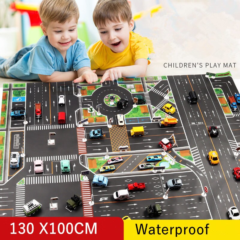 Grote Stad Verkeer Auto Park Spelen Mat Waterdicht Non-Woven Kids Playmat Pull Back Auto Speelgoed Voor Kinderen mat