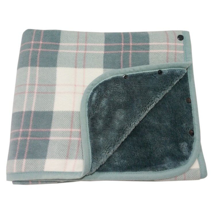 Multifunktionelt, bærbart plaid fleece polyester tæppe med knap vinter varm sofa sofa soveværelse rejse kappe tæppe 135*80cm