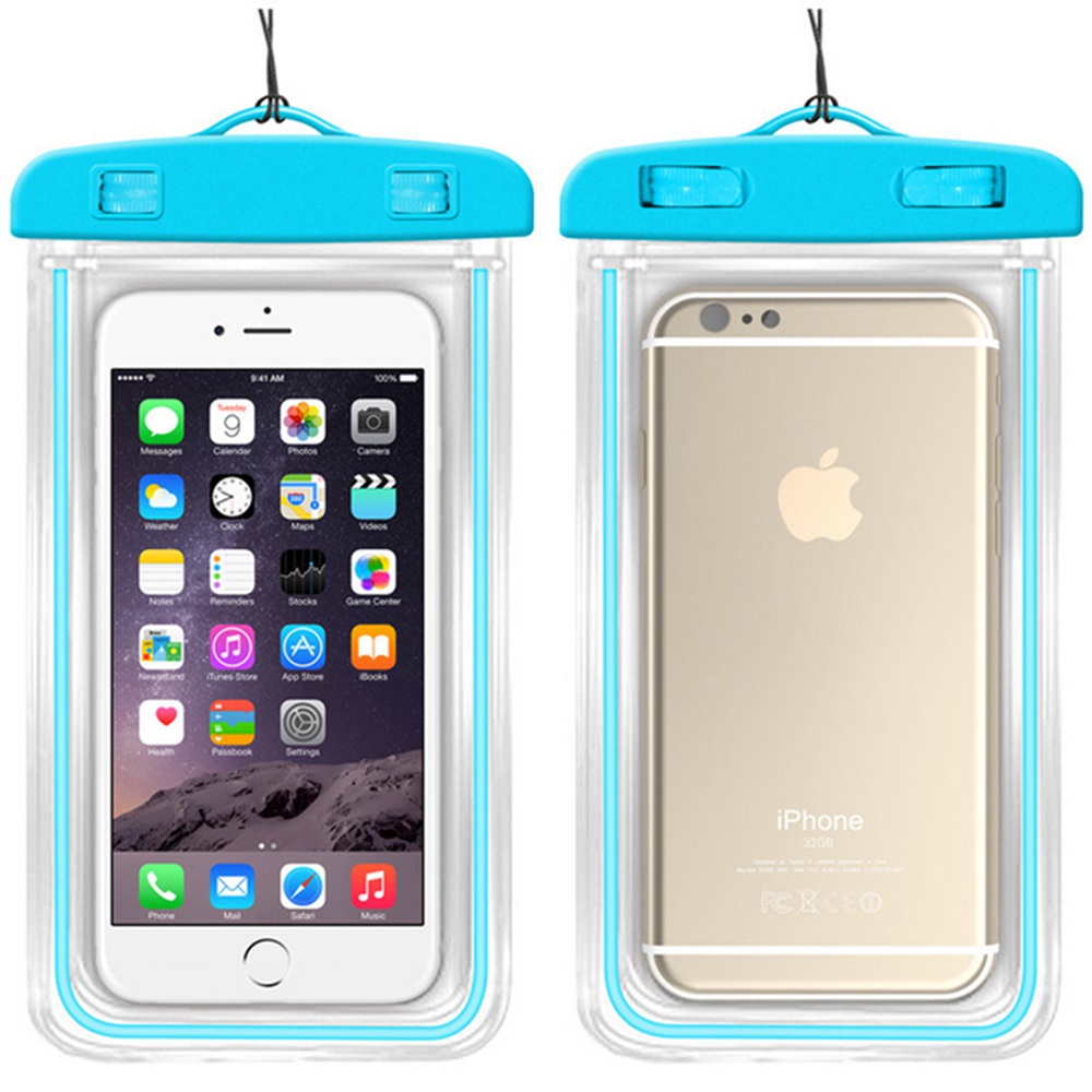 KISSCASE Leucht Wasserdicht fallen Für iPhone 7 8 X Abdeckung Universal- transparent Wasserdichte Beutel Für Samsung S9 S8 Plus Schwimmen tasche: blau