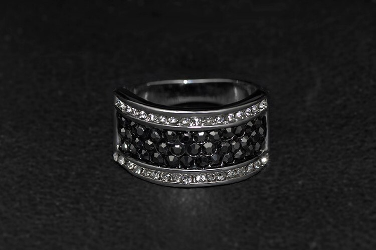 AENINE Mode Strass Ringen Sieraden Pave Instelling 5 Rijen Gray Oostenrijkse Crystal Ring Voor Vrouwen Anel R150160283P