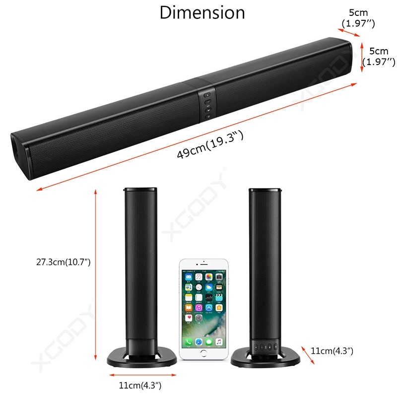 Blue Tooth Speaker 20W Soundbar with 4 Full Range Speakers Home Theater Surround Multifunction Foldable for TV/PC Smartphone