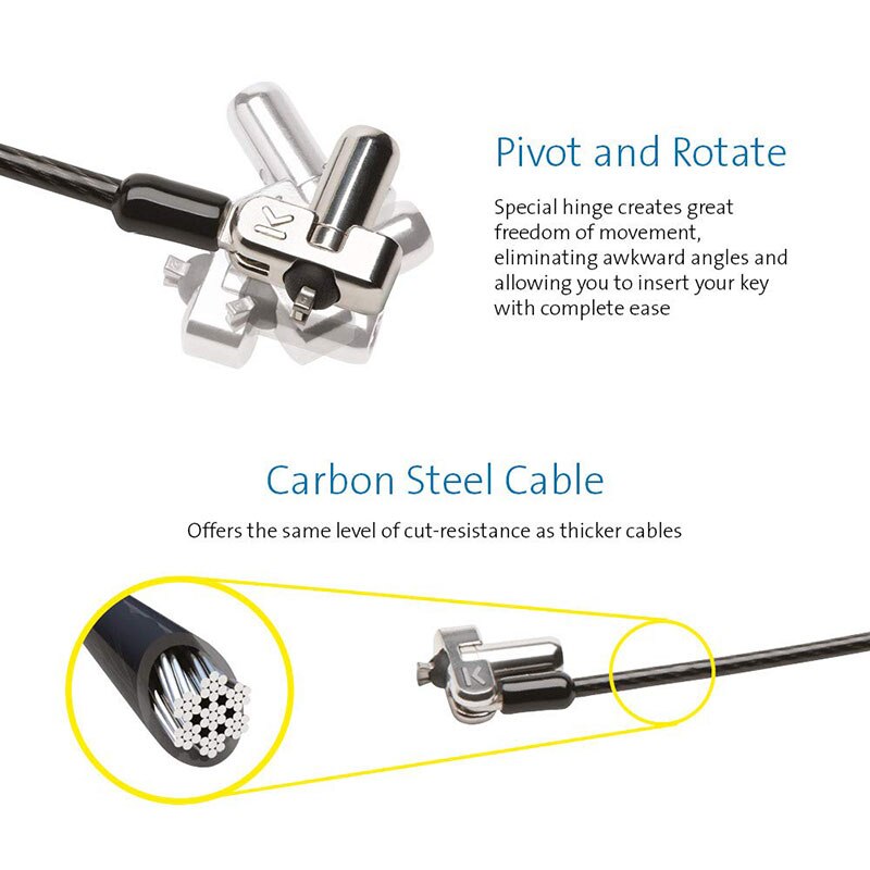 Kensington Originele N17 Ingetoetst Laptop Lock Voor Dell Apparaten Anti-Diefstal Beveiliging Sleutel Laptop Slot (1.8M Staal kabel Ketting) k64440WW