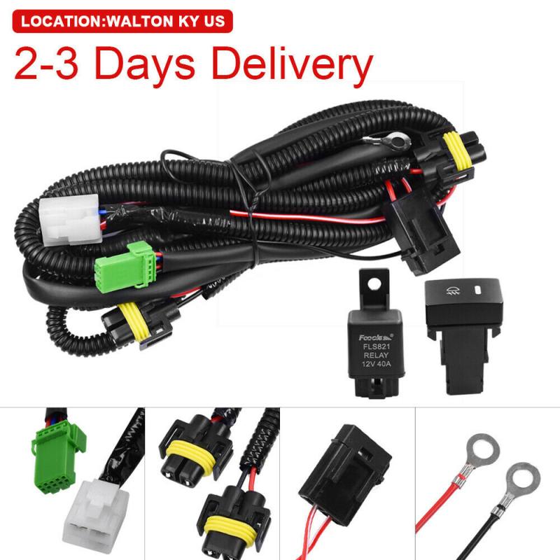 Universal Fog Light Wiring Harness Wiring Sockets Switch Kit With H11 LED Work Light 12V 40A Relay Auto Accessories