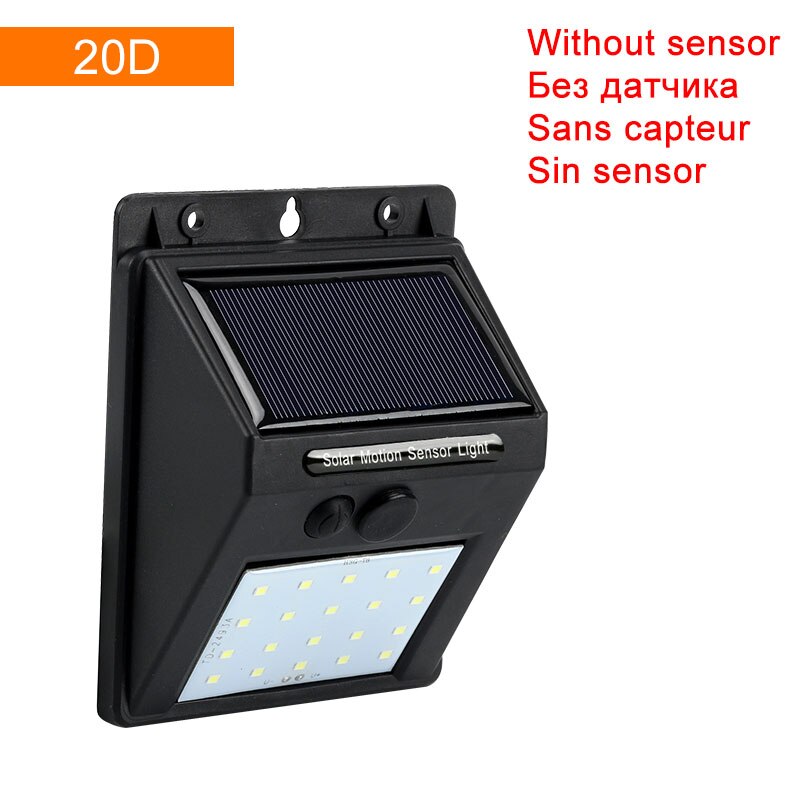 Waterproof PIR Motion Sensor Solar Light 20 30 48 60 96 LED Rechargeable Security Solar Lamp Outdoor Emergency Wall Light: 20D