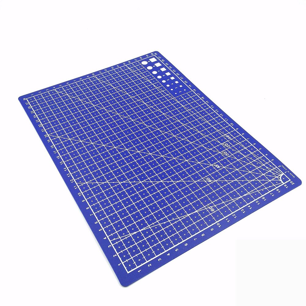 A4 Rectangle Grid Lines Cutting Mat Tool Plastic Cutting Board Mat Double-sided Cutting Pad Craft DIY Self-healing Cut Tools: blue