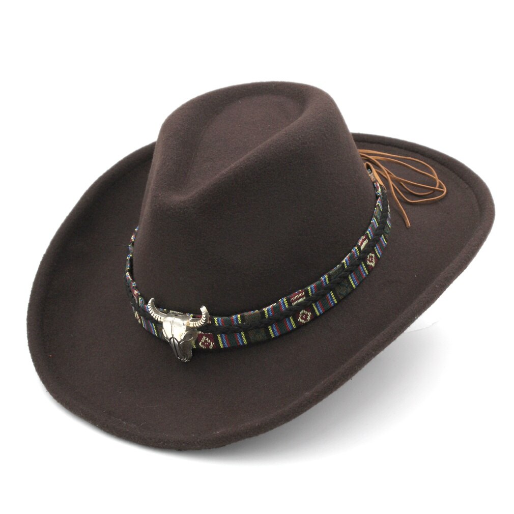 Mistdawn unisex topphatter fast filt fedora hattebånd avlet flat brem jazzhatter trilby panama caps: Kaffe