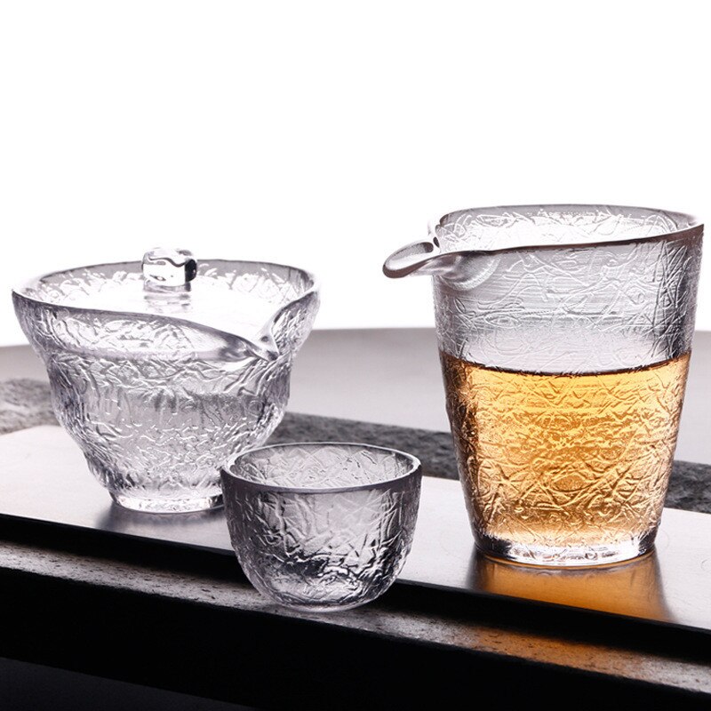 Taza de vidrio resistente al calor, vaso de Sake de estilo japonés hecho a mano, martillado pequeño, , 1 ud.