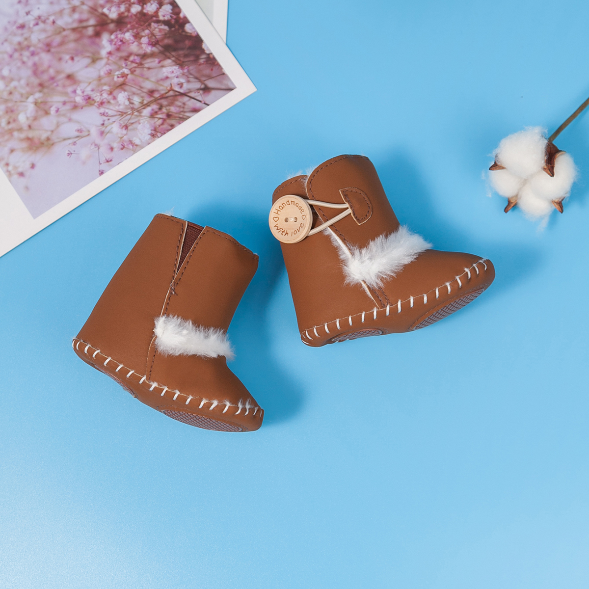 Baby Winter Knoppen Snowboots Warme Schoenen Anti-Slip Pluche Jongen Meisjes Enkellaarsjes Pasgeboren Baby Wieg Laarzen Zapatos bebe