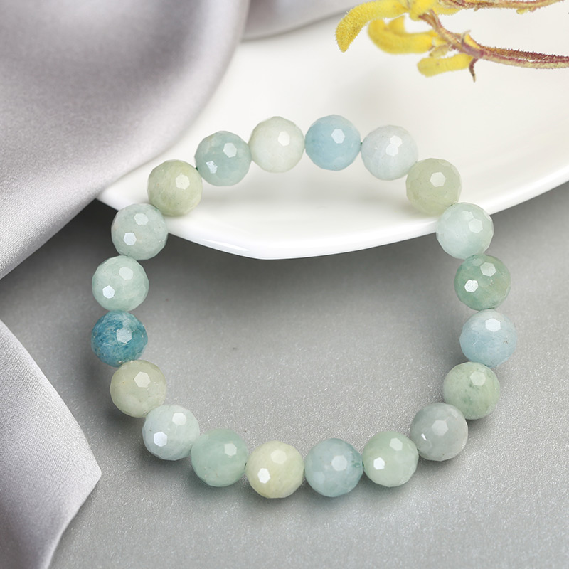JD-pulsera de Aguamarina de sueño Natural, brazalete de cristal de un solo círculo, joyería de cuentas de 6/8/10mm, pulsera de Yoga de cristal informal romántica