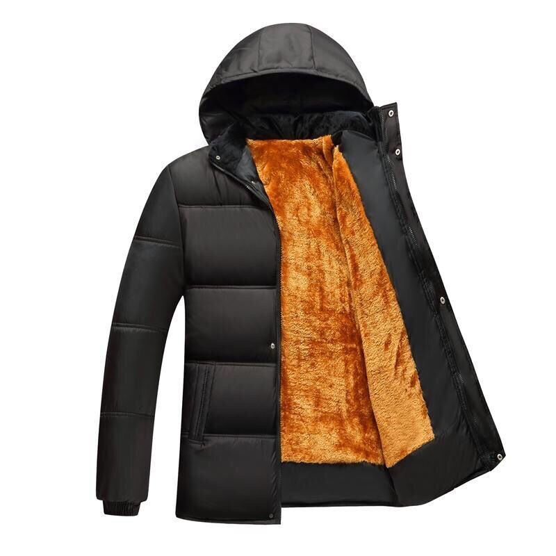 Parka herrefrakker vinterjakke herre tyk hætte vandtæt outwear varm frakke vindtæt fleece parka casual herre overfrakke