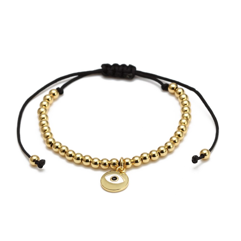 Lucky Eye Koperen Kralen Turkse Evil Eye Charm Armband Gevlochten Touw Verstelbare Armband Voor Vrouwen Meisjes Mode-sieraden BE98: 1