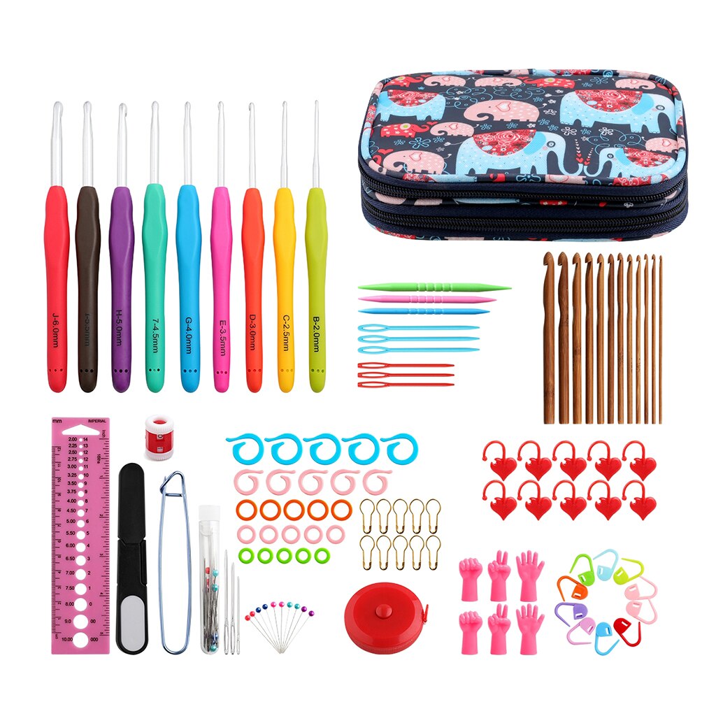 110PCS/SET Crochet Hook Set With Yarn Knitting Needles Sewing Tools Set Knit Gauge Scissors Stitch Holder Hook For Knitting