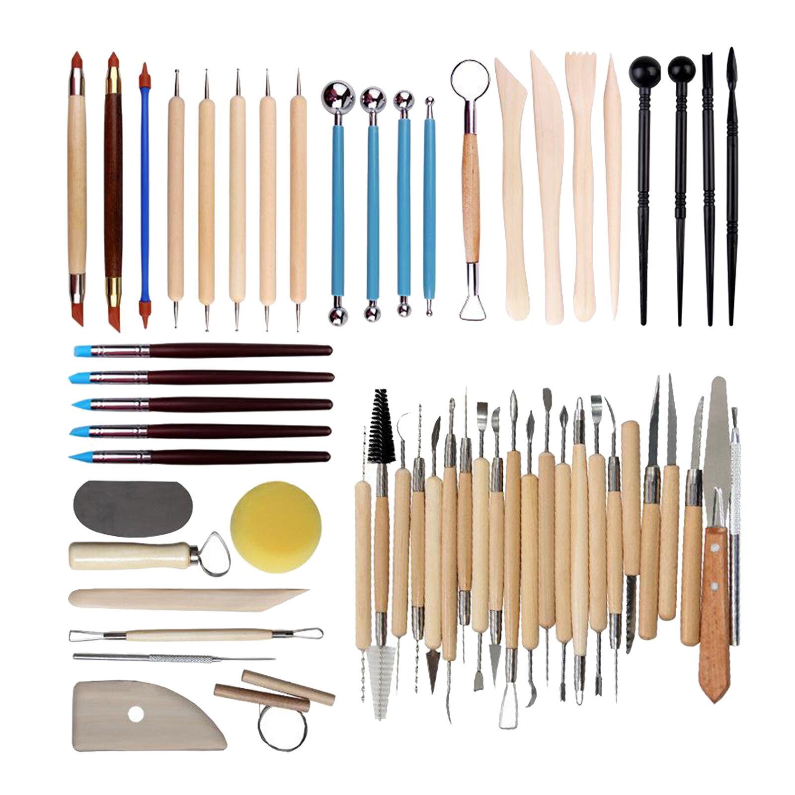 Pottery and Polymer Clay Tools Set Ceramic Clay Kit Sculpture Carving Pottery Modeling Drawing DIY Equipment for Beginners: 56 Pieces