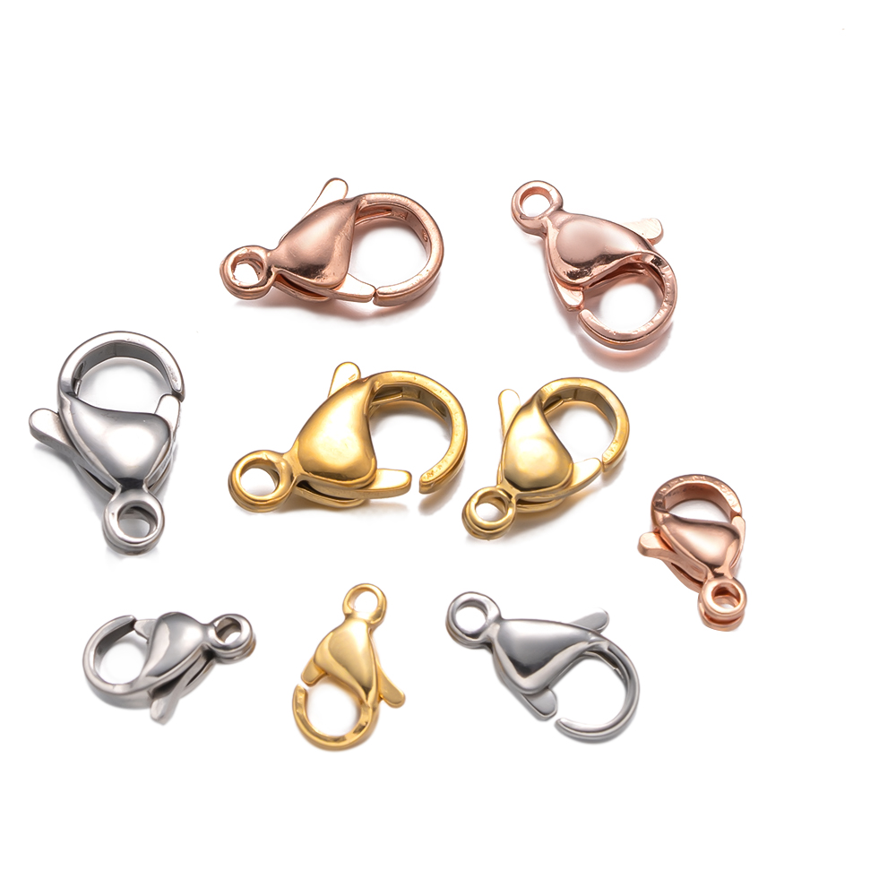Fermoir à homard en acier inoxydable, 20 pièces, 9/10/12/13MM, crochet de fixation, fin de collier, chaîne, bijoux, accessoires pour la fabrication de bijoux