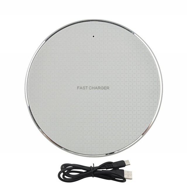 10w K8 rond métal sans fil chargeur téléphone portable efficace Induction chargeur sans fil chargeur: silver