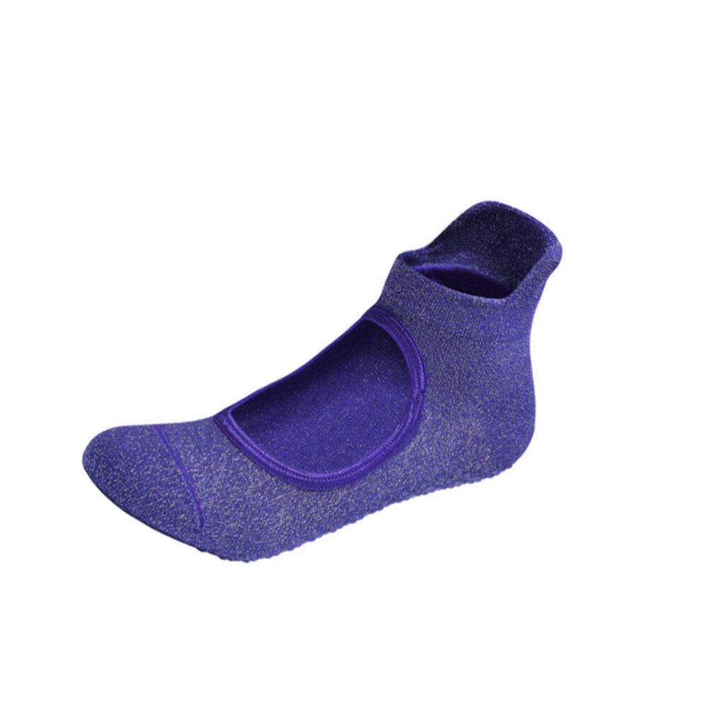 2 Pairs Non-slip Open Instep Socks Cotton Yoga Socks Indoor Breathable Fitness Socks (Purple)