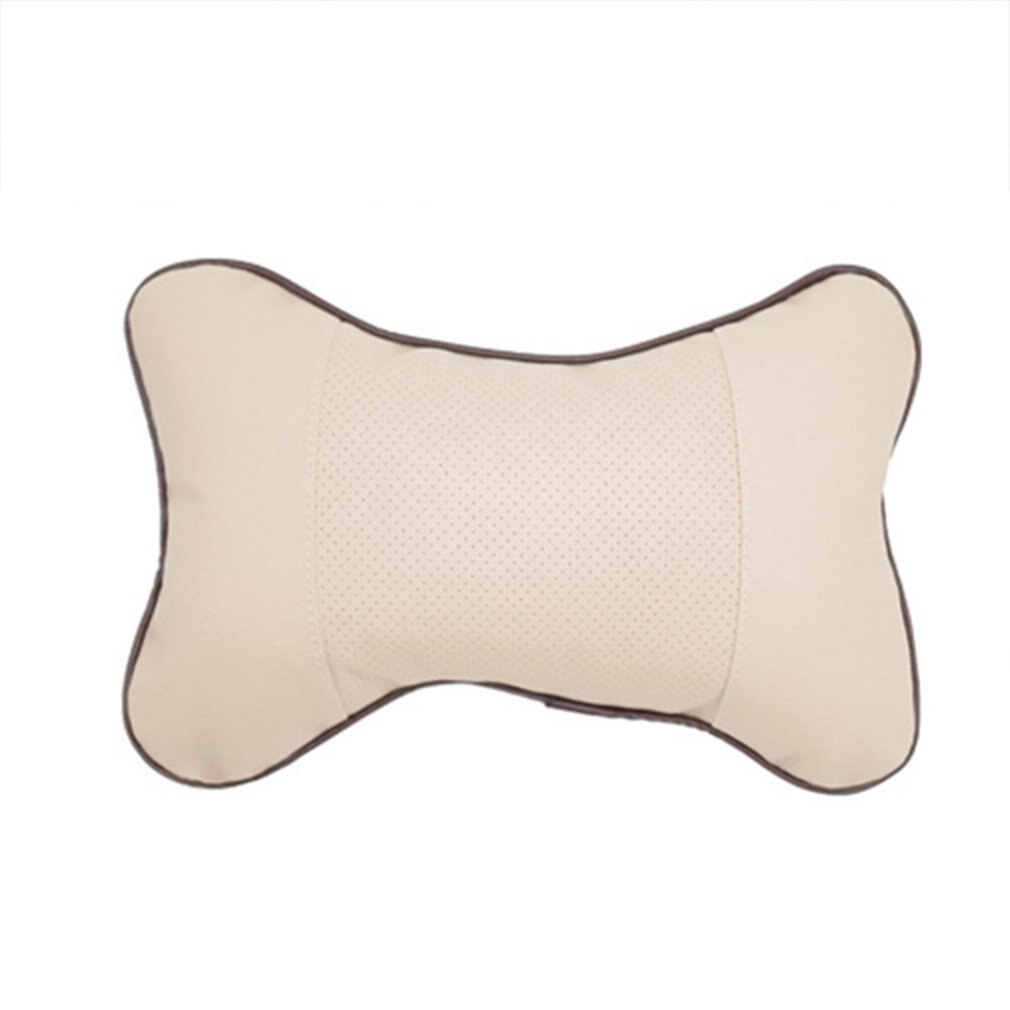 Universele auto nekkussens van pvc leer, ademend mesh, auto neksteun, hoofdsteunkussen, kussen, auto-interieuraccessoires: Beige