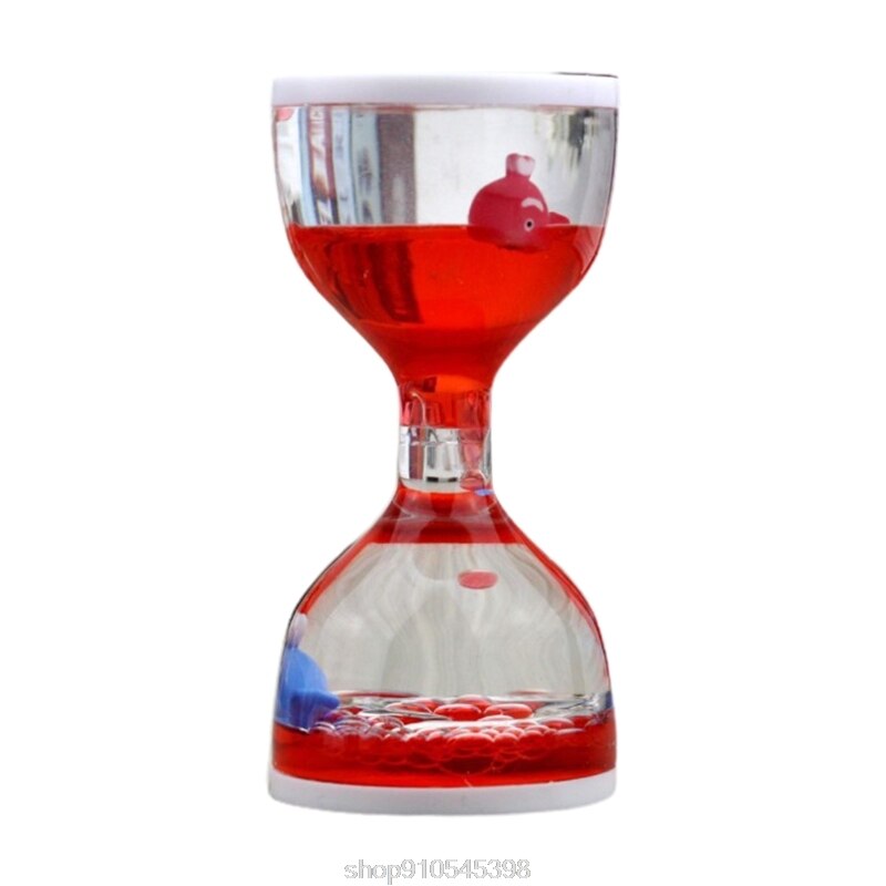 Liquid Motion Bubbler Timer Desk Sensory Toy Animal Floating Oil Hourglass for Fidgeting Stress Relief N25 20: Red