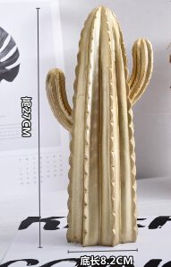 Ornement de Cactus doré ou blanc de style nordique | Décor de maison en résine belle Figure de Catcus plante de Simulation faite à la main pour maison et magasin: GOLDEN D