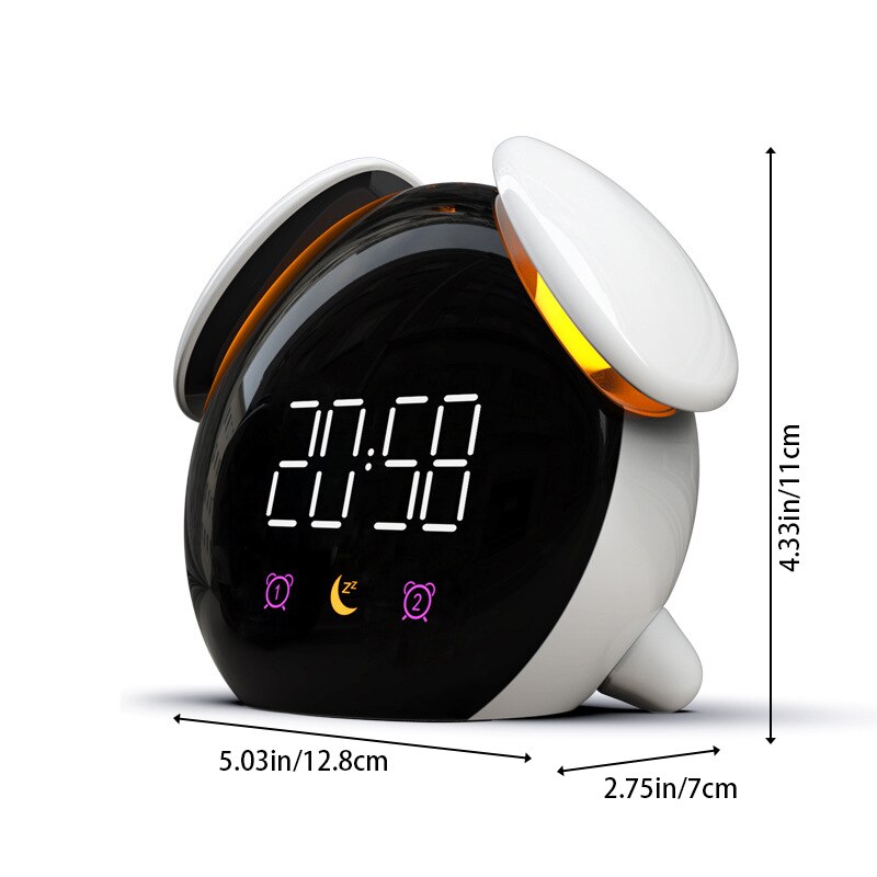 Intelligente Kind Wekker Nachtkastje Wekker Elektronische Mini Digita Klok Horloge Kleine Bureauklok Lichtgevende Stille: White