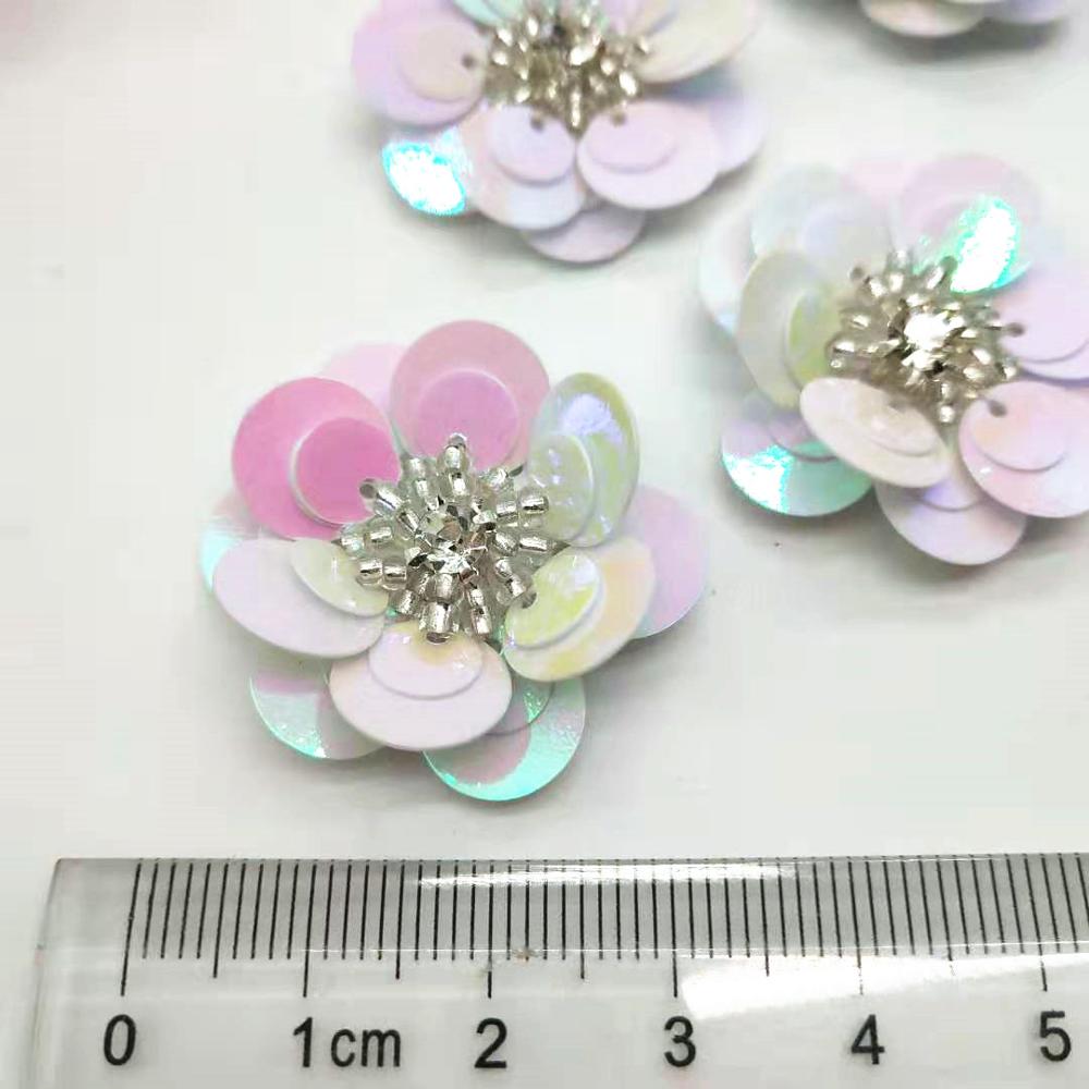 Fleurs artificielles AB blanches, 10 pièces/lot, 30mm, couture à la main, patchs à dos plat, bricolage, chaussures de mariage, accessoires de sacs, fleurs artificielles AB