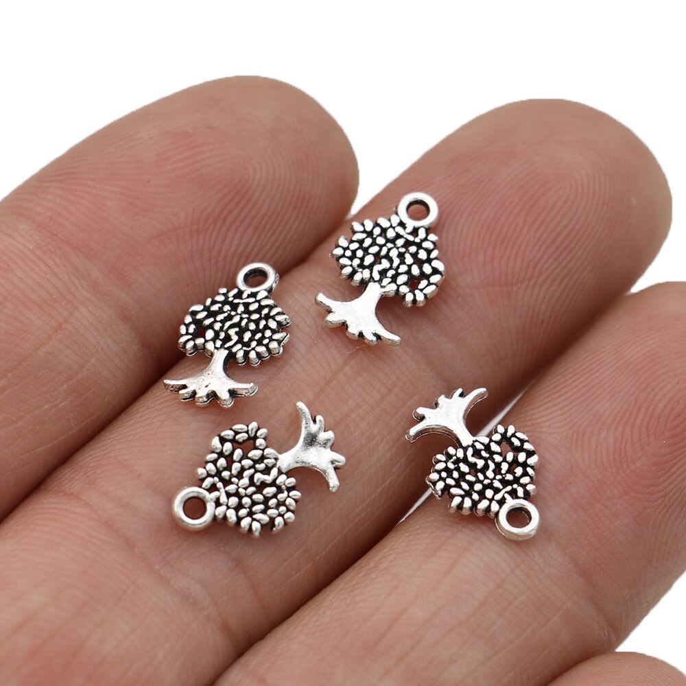 10Pcs Tibetaanse Silver Tone Plated Tree Of Life Charms Hangers Voor Armband Ketting Sieraden Maken Diy Handgemaakte 13x8mm