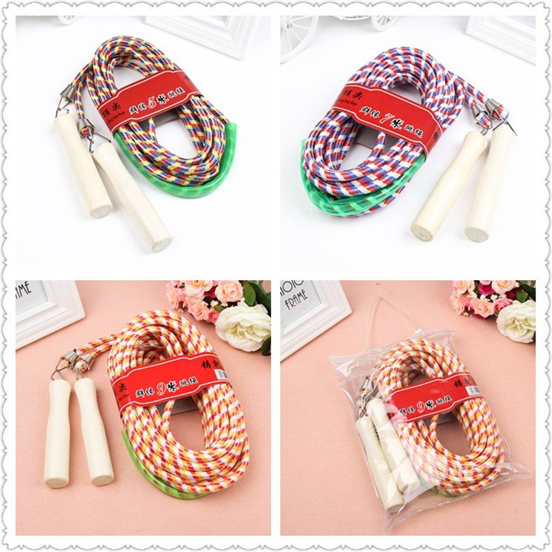 Fitness Jump Ropes With Wood Handle Long Skipping Rope For Multiplayer Group Teamwork Sports Game 3/5/7/9m