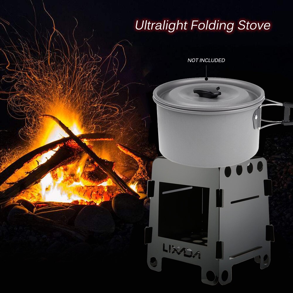 Lixada Outdoor Lightweight Camping Wood Stove Portable Outdoor Folding Titanium Wood Stove Burning Picnic Alcohol Wood Stove