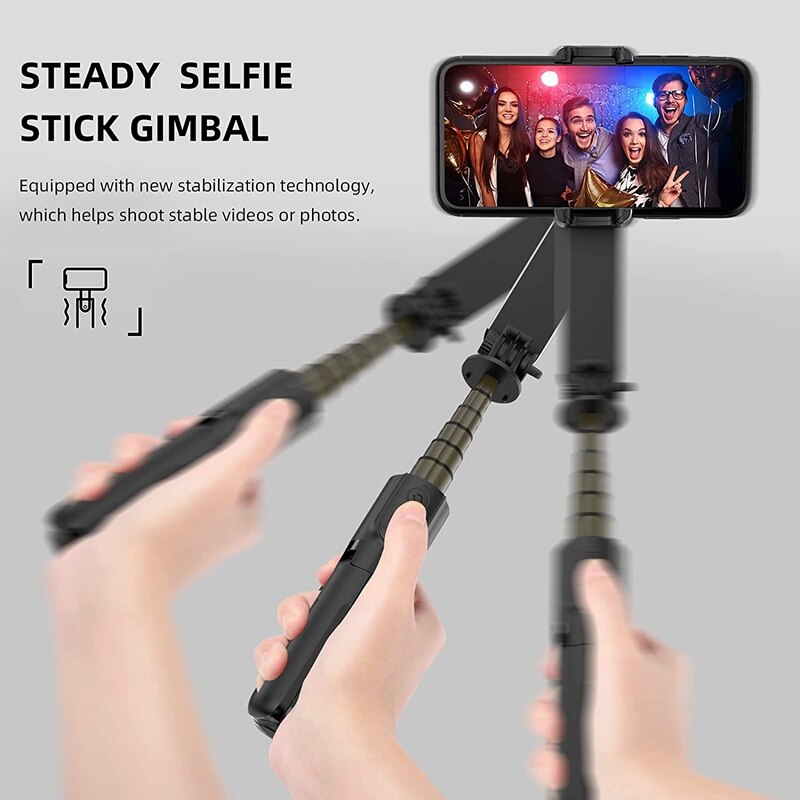 Bildstabilisator, ausziehbarer handy-stabilisator mit 360 °-drehung, selfie-stick-stativ mit fernbedienung und aufhelllicht für smartphones