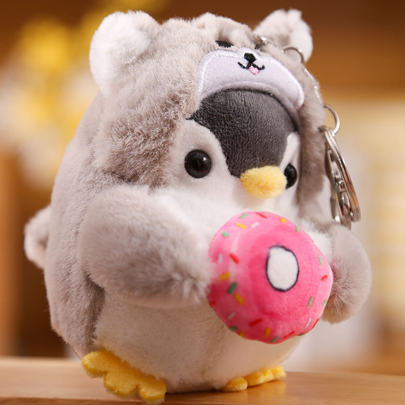 Lindo pingüino muñeca llaves llavero niñas dibujos animados coche llavero Kawaii mujeres bolso accesorios dibujos animados muñeco de peluche llavero