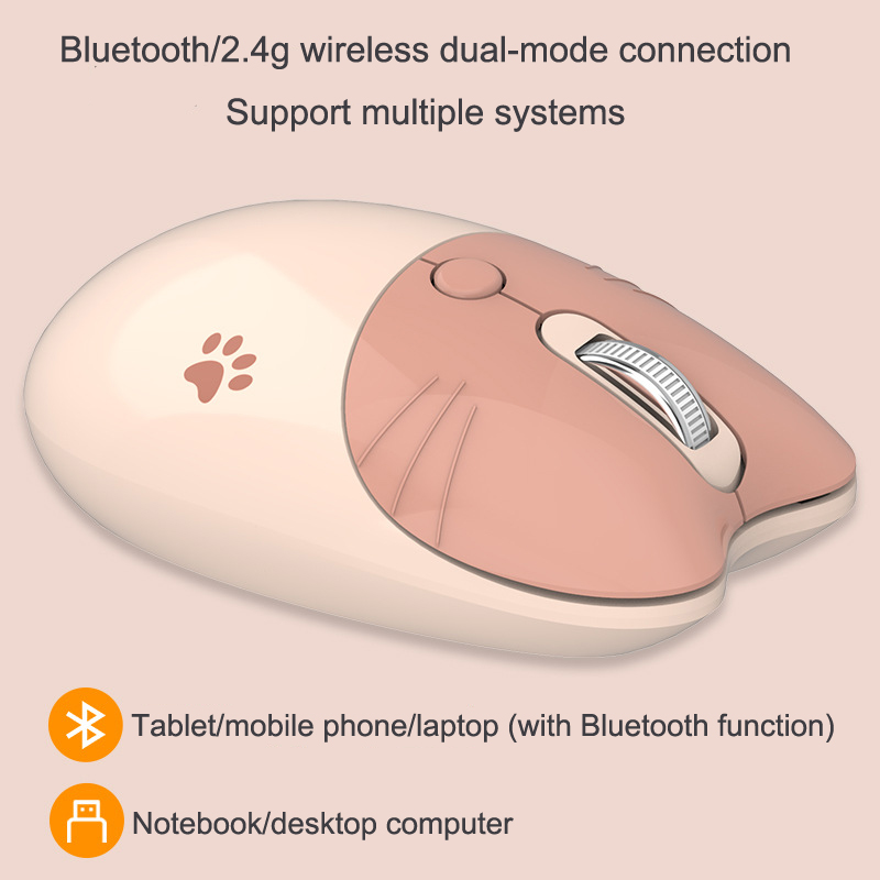 Dual-mode Mouse Wireless Mouse Bluetooth Computer Mouse Cute Cartoon Mice Ergonomic 3D Office Mouse for Kid Girl PC Tablet