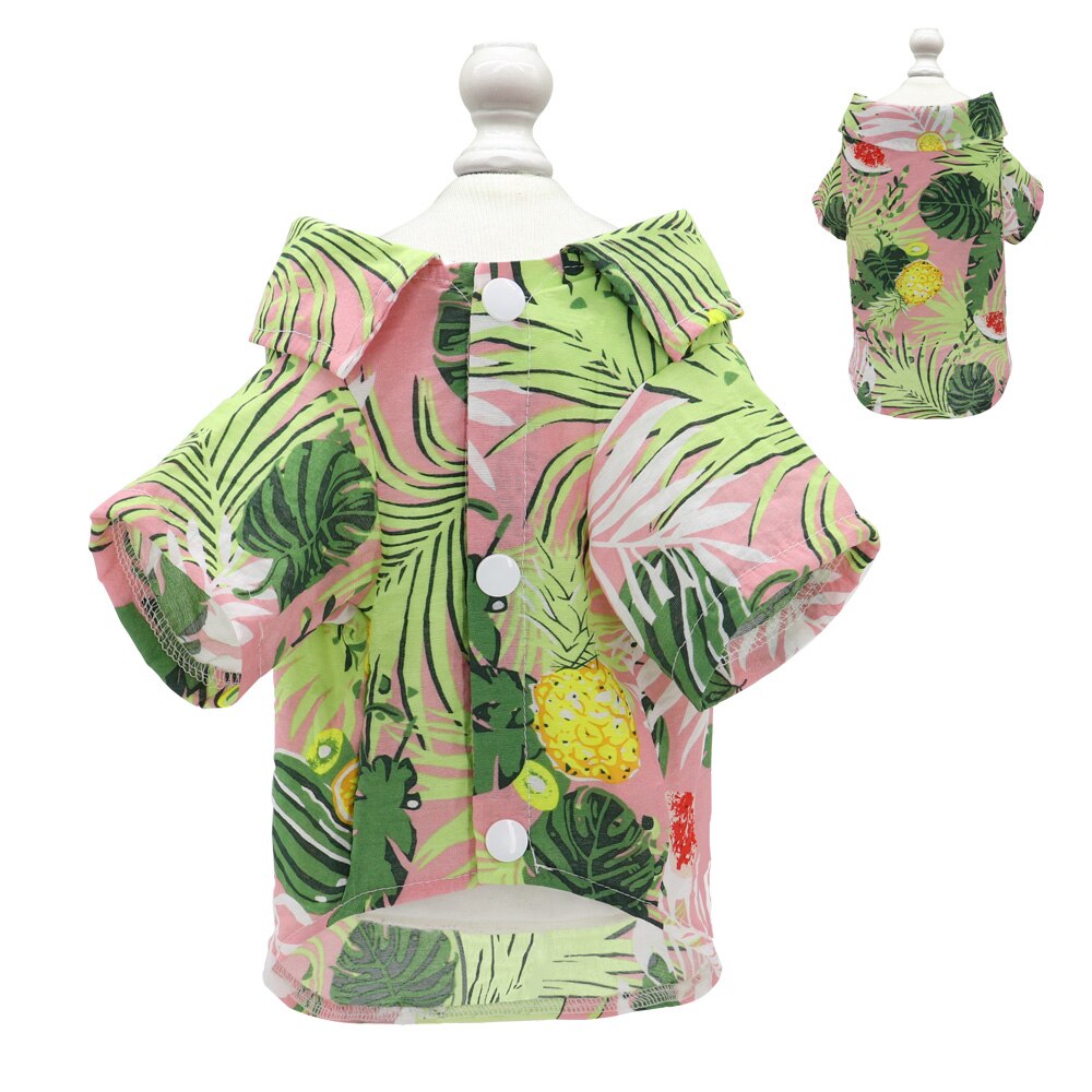 Summer Dog Shirts Clothes Floral Beach Clothes Vest Hawaiian Pet Clothing T-Shirt For Small Medium Large Dogs Cats Chihuahua: Pink / XL
