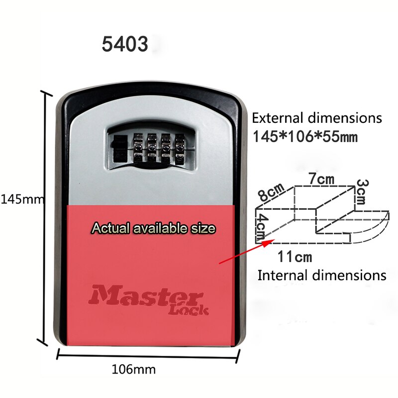 Master Lock Key Kluis Wall Mount Combinatie Wachtwoord Slot Metalen Legering Garage Fabriek Outdoor Toetsen Opbergdoos Security Kluizen