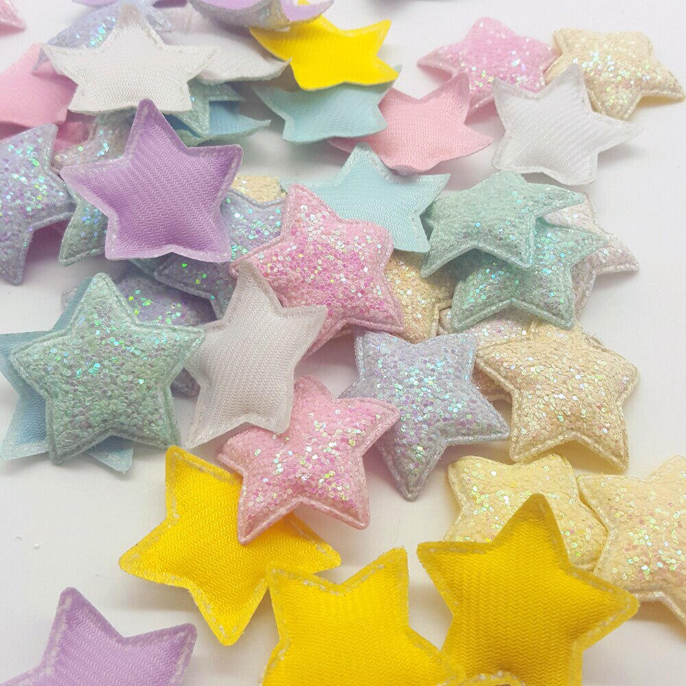 10 stuks snoep knutsel glitter patches schattige sterren haar strik accessoires plak patch voor kleding knutsel patch diy knutselbenodigdheden