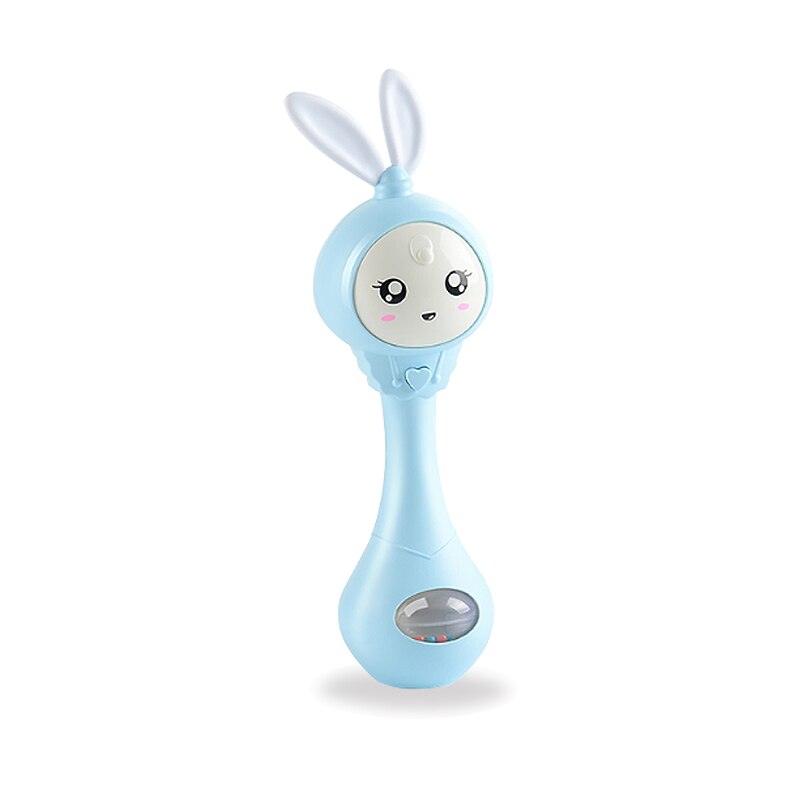 Baby Bunny Rattles Musical Shakers Smooth Hand Drums Molar Teeth Bells Rattles Bites Chews Grasp Training 0-12 Months Baby Toys: Sky Blue