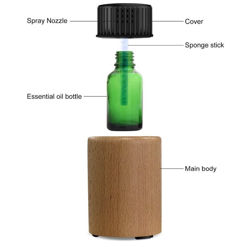 Waterloze Mini Aromatherapie Etherische Olie Diffuser Difusor Aromaterapia Aroma Olie Vernevelen Diffuseur Usb Licht Hout Voor Home