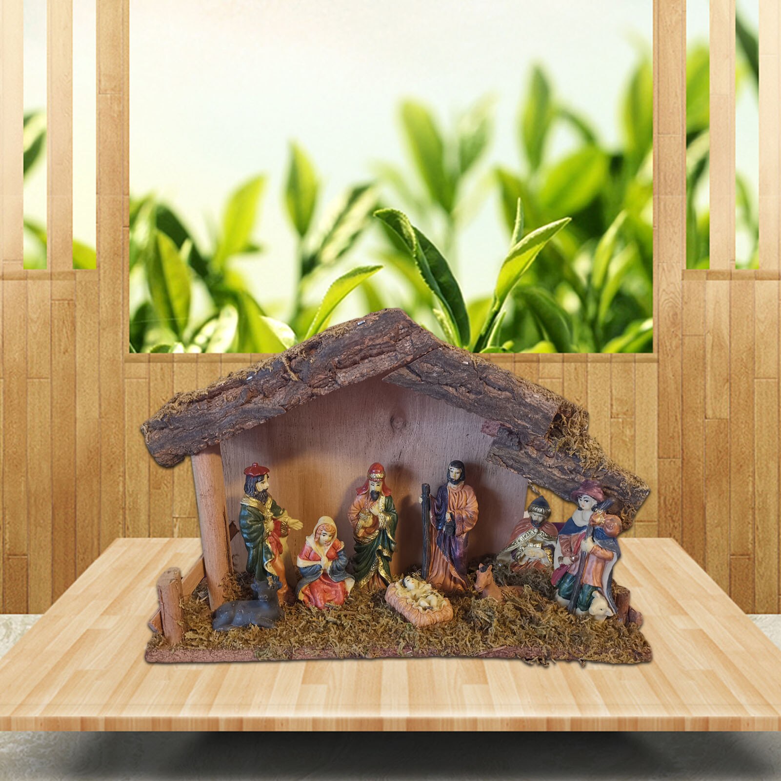 Nativity Scene Set Christmas Crib Figurines Baby Jesus Manger Miniatures Ornament Church Catholic Home Decor