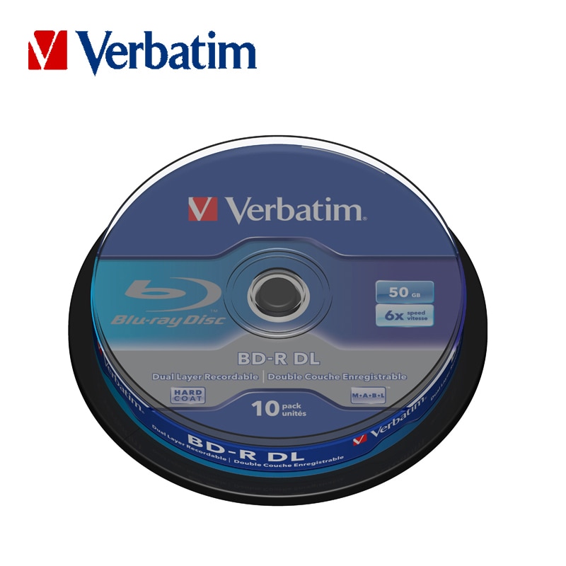 Verbatim 6X Blu-ray BD-R DL 50GB Blank Disc Recordable Media Unprintable Lots Blue Ray Disk Compact Storage blu ray player