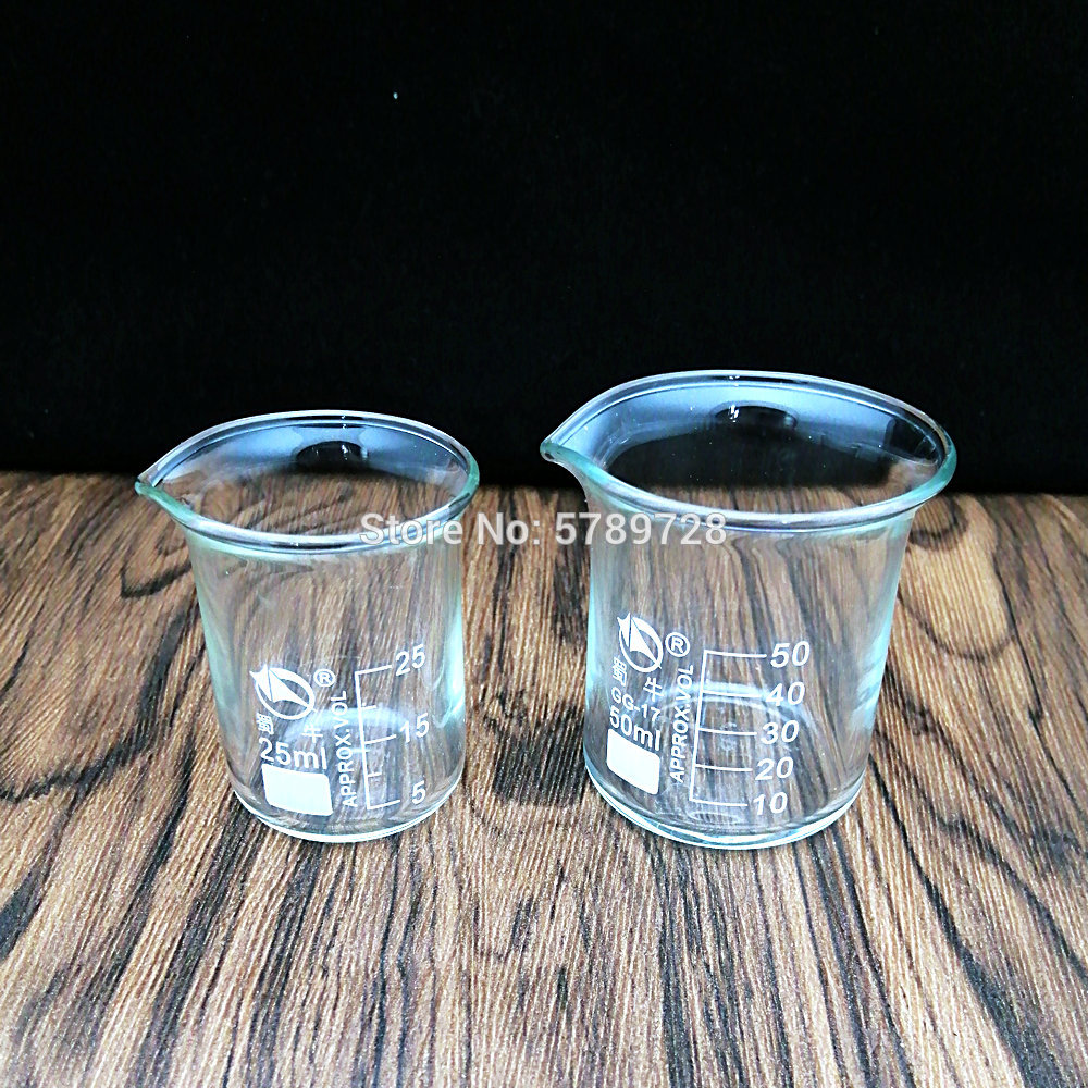 1 st kapacitet 25ml-200ml lågformsbägare kemi laboratorieborosilikatglas transparent bägare