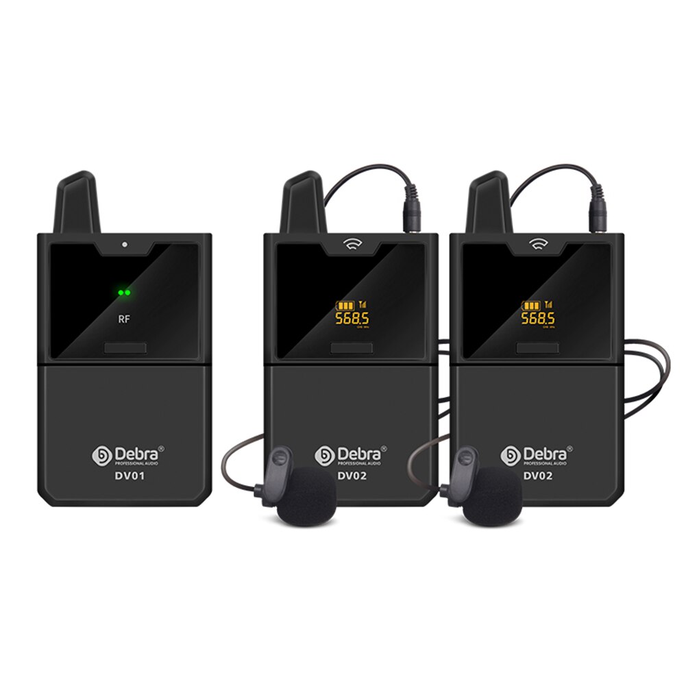 Eyk EW-C02 30 Kanaals Uhf Draadloze Dual Lavalier Microfoon Systeem 60M Bereik Voor Dslr Camera Telefoon Interview Opname Revers mic: Default Title