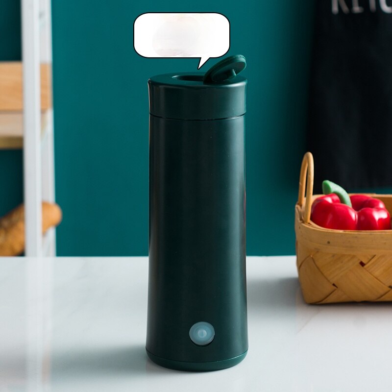 110-240V Elektrische Water Cupsmall Draagbare Waterkoker Reizen Verwarming Smart Isolatie Artefact Mini Gezondheid Cup: Green basic style