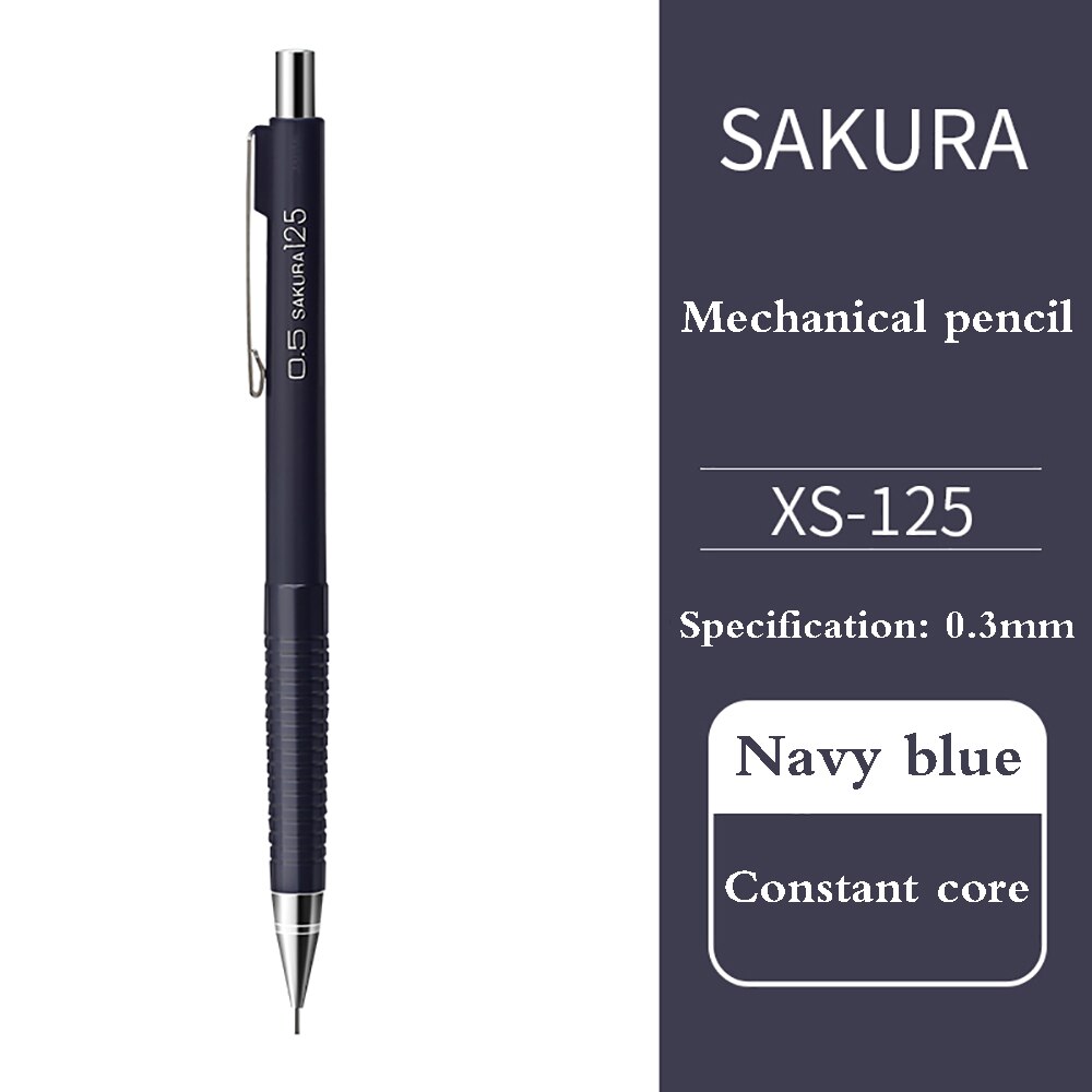 Crayon automatique japonais Sakura XS-123/125, 4 pièces, pour étudiants, , dessin, peinture, noyau Anti-rupture 0.3/0.5/0.7MM: 4Pcs navy blue 0.3