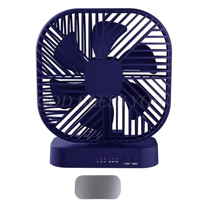 Magnetic USB Fan USB or AA Battery Powered Desk Fan with 3 Speed Timing Function: Blue Magnetic