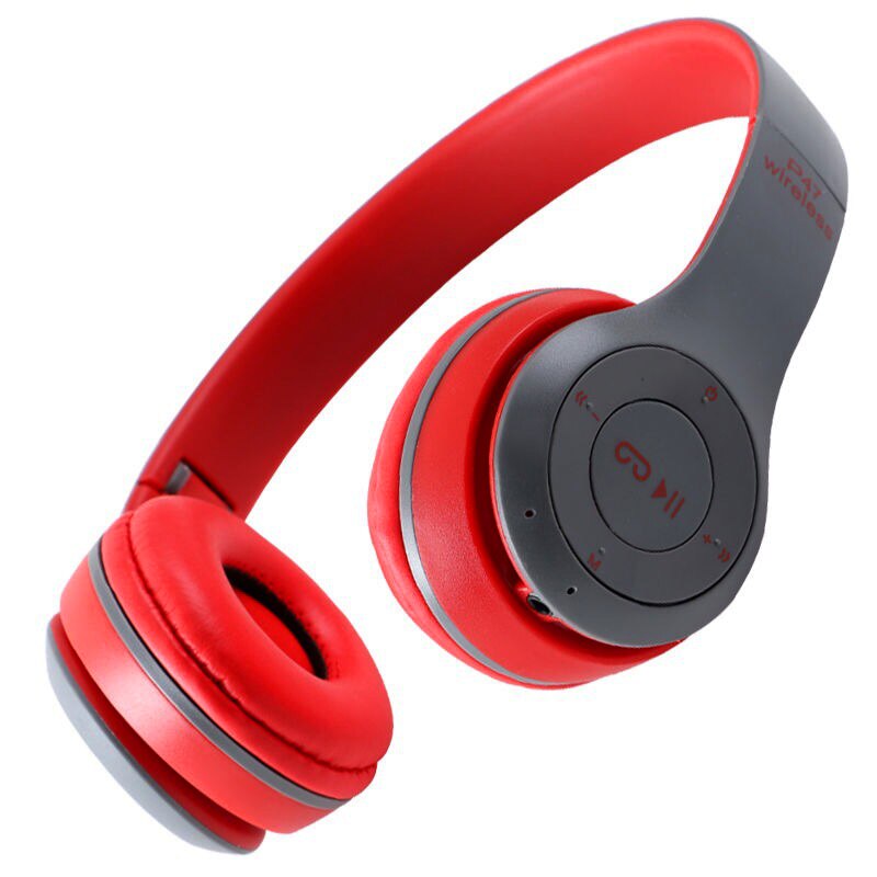 Hoofdtelefoon Draadloze 5.0 Bluetooth Hoofdtelefoon Headset Muziek Stereo Helmen Headset Gaming Opvouwbaar Voor Telefoon Pc Tablet: Rood