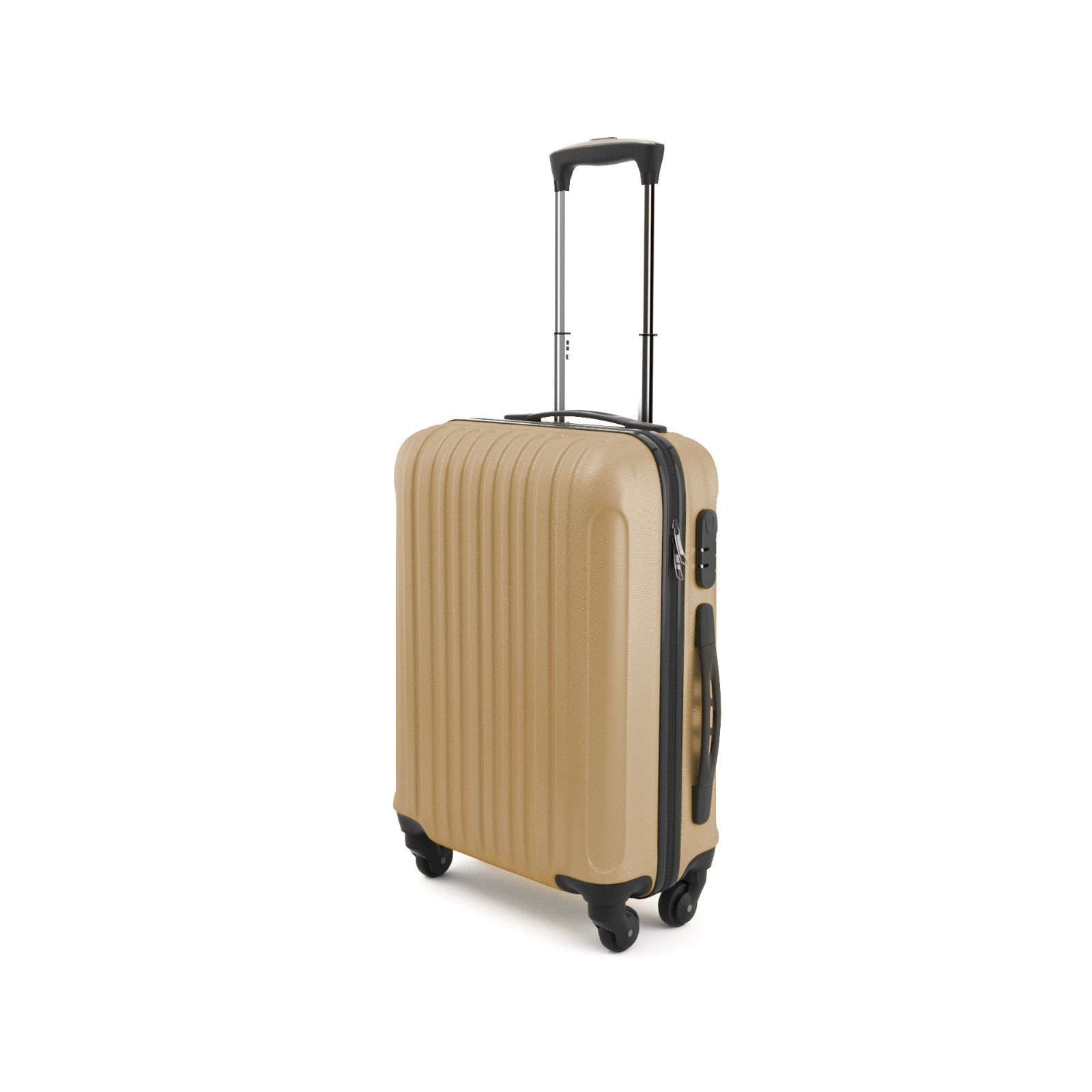 carrello rigido bagaglio a mano valigia voli 4 ruote salvaspazio comodo 55x35x20 cm Champagne