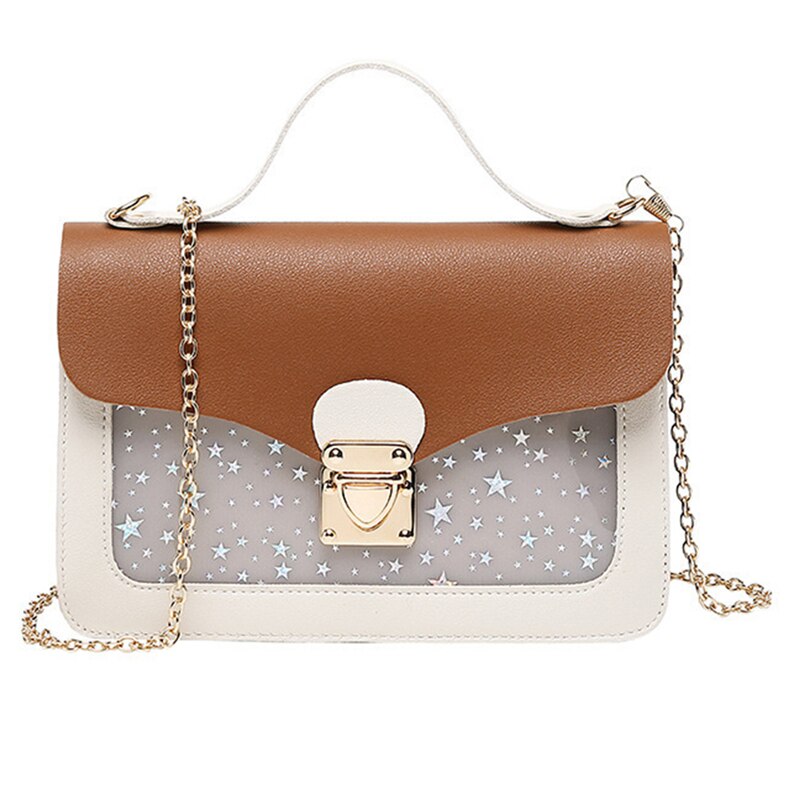 Dames mini kleine vierkante rugzak schoudertas met sterrenpailletten messenger crossbody clutch portemonnee handtas 5 kleuren: Bruin
