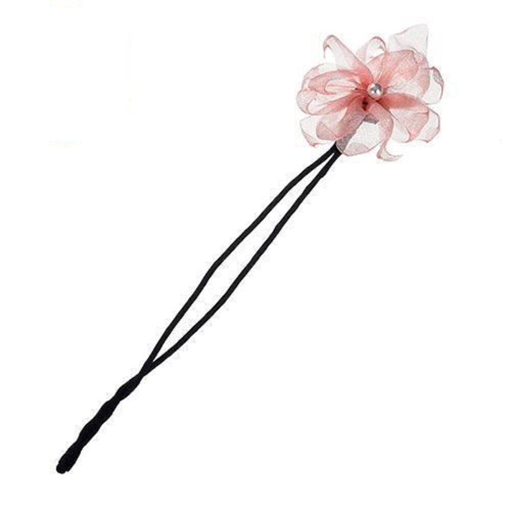 Flower Hair Accessories Magic Bun Maker Girl Donut Quick Messy Women Pearl Hair Bands French DIY Hairstyle Headband Braider: Pink